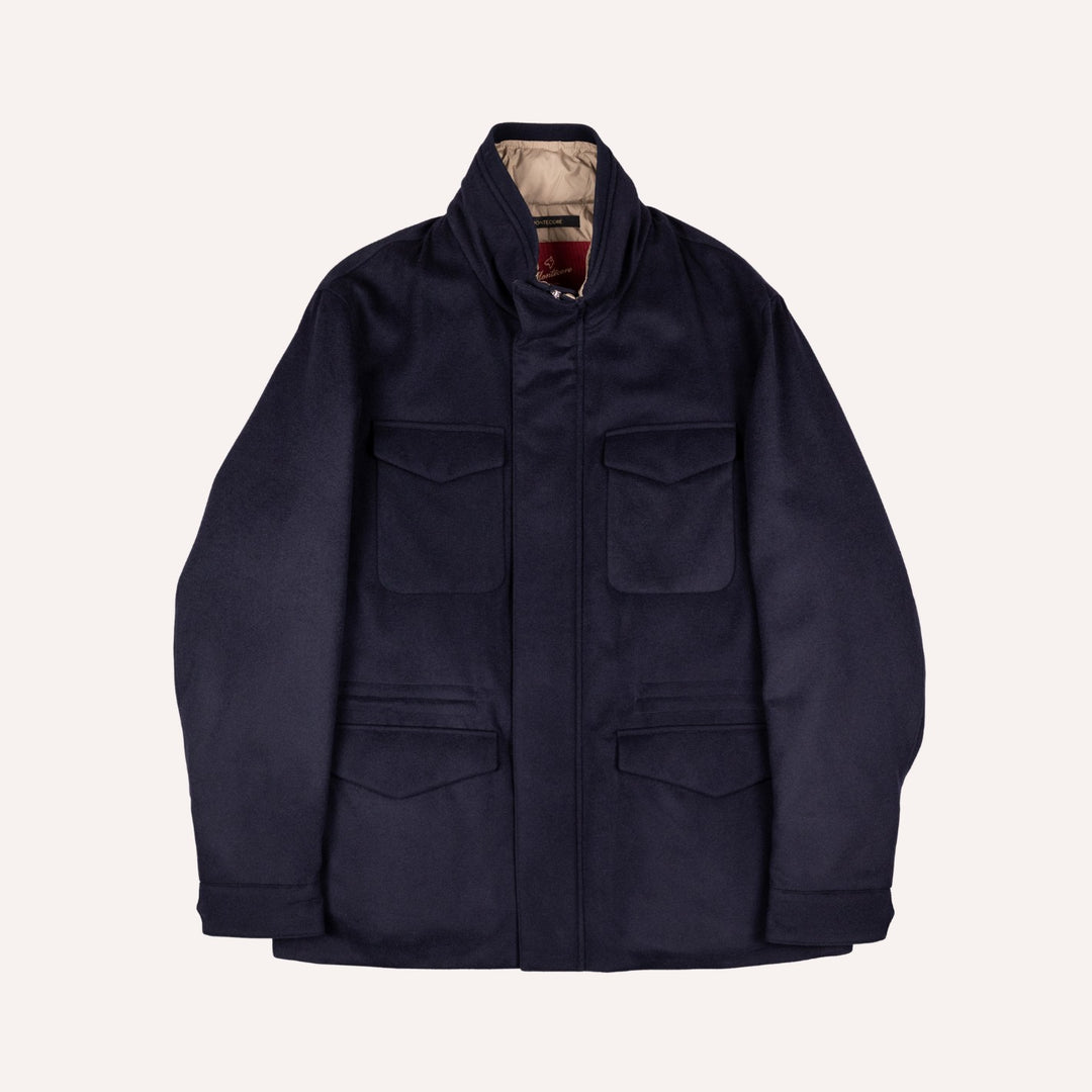 Navy Wool Padded Field Jacket