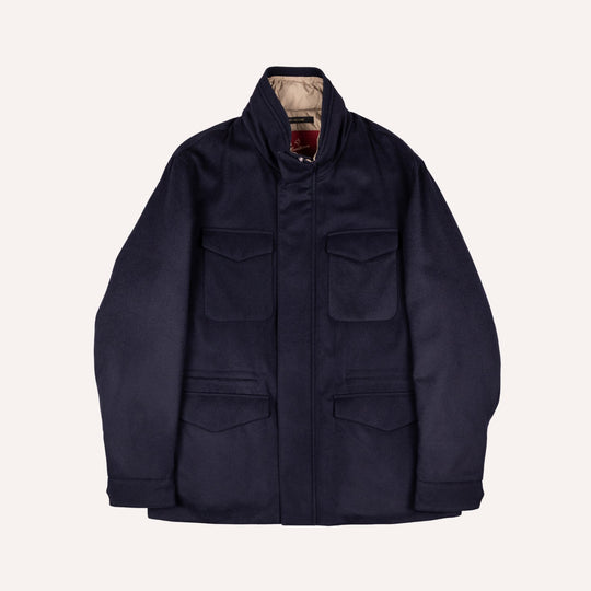 Navy Wool Padded Field Jacket