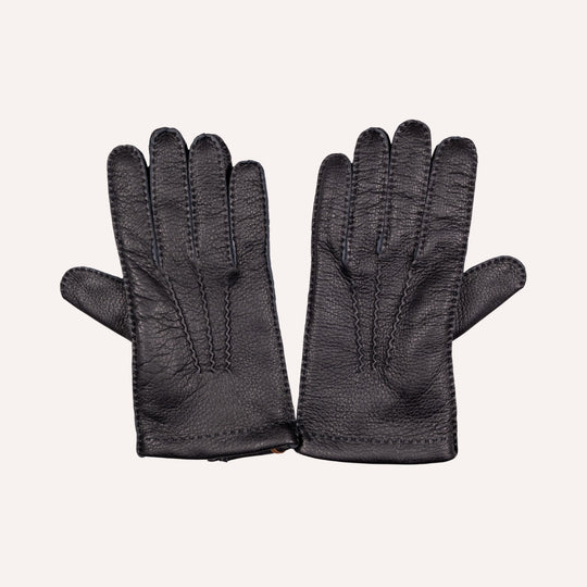 Black Deer Skin Cashmere Lined Gloves