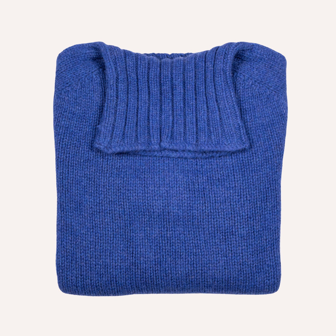 Cobalt Blue Lambswool Roll Neck Sweater
