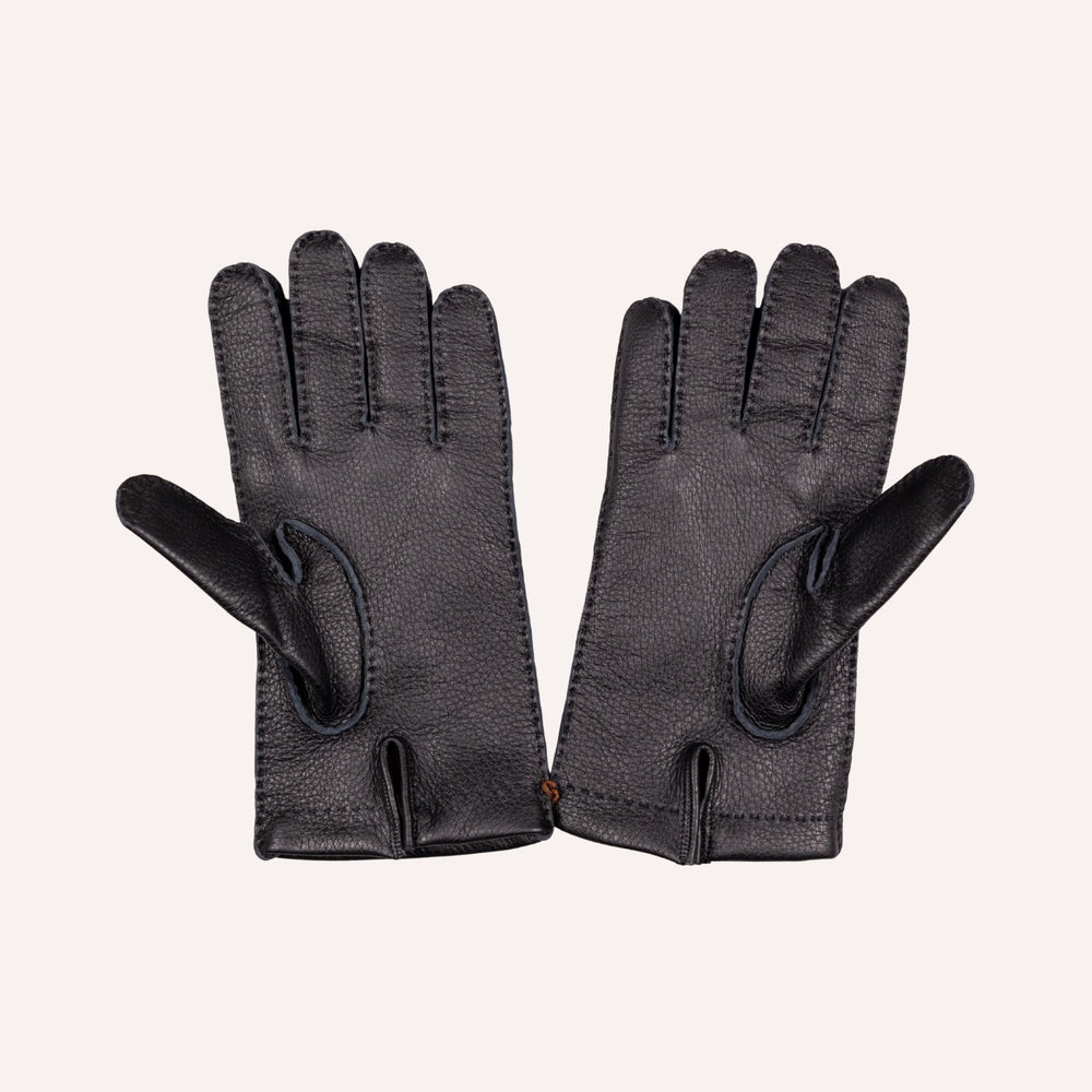 Black Deer Skin Cashmere Lined Gloves