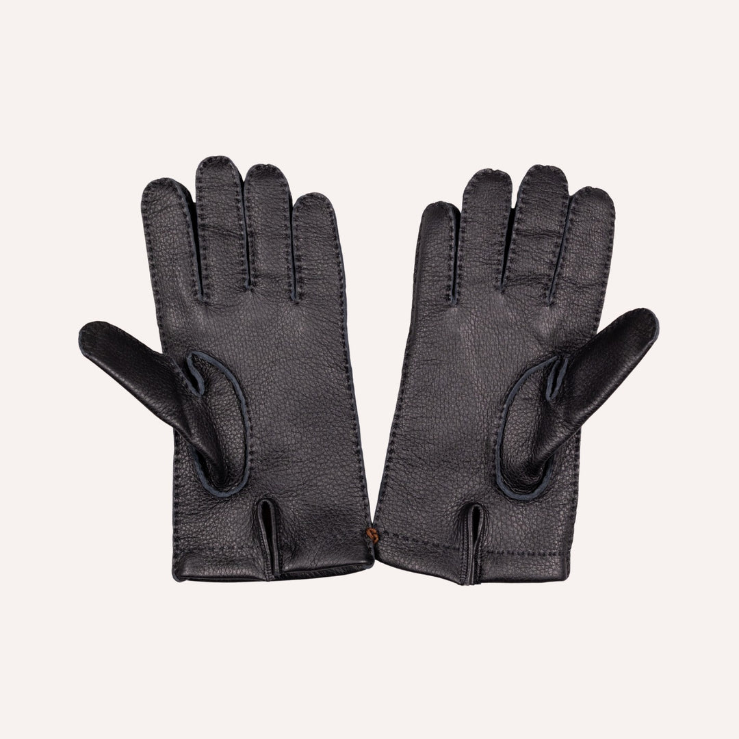Black Deer Skin Cashmere Lined Gloves