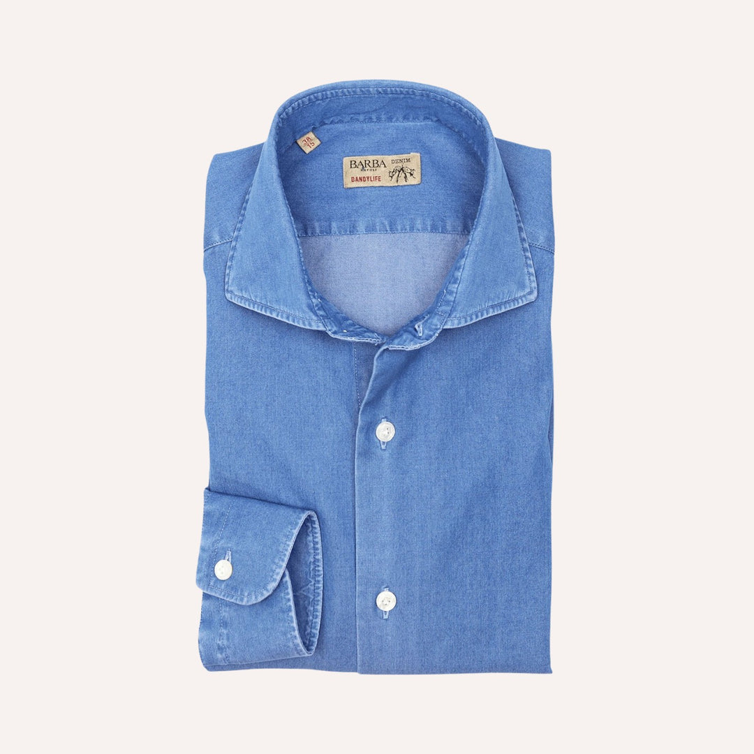 Blue Denim Cutaway Shirt - Slim Fit