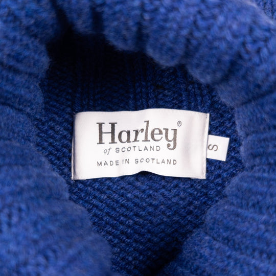 Cobalt Blue Lambswool Roll Neck Sweater