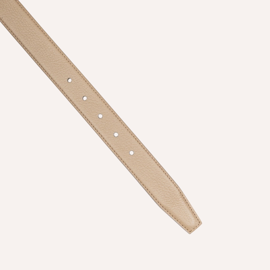 Olive Green Grained Leather Silver Buckle 30mm Belt