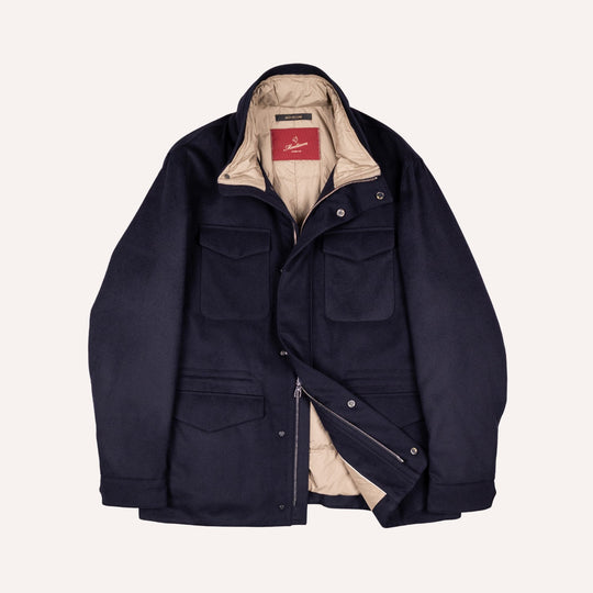 Navy Wool Padded Field Jacket