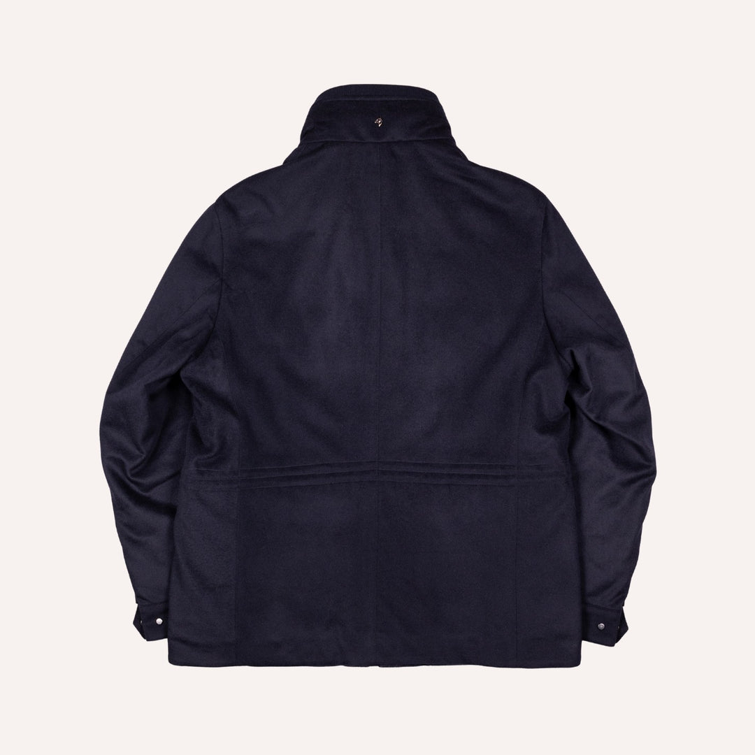 Navy Wool Padded Field Jacket