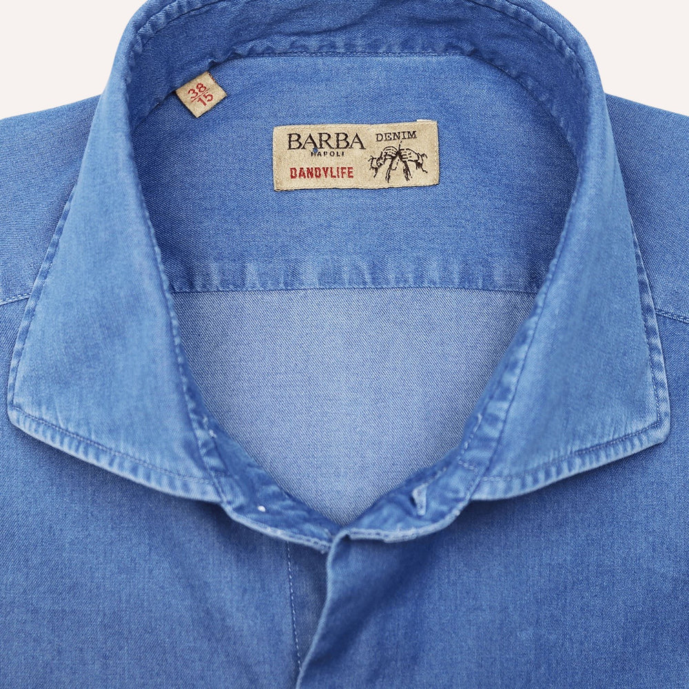 Blue Denim Cutaway Shirt - Slim Fit