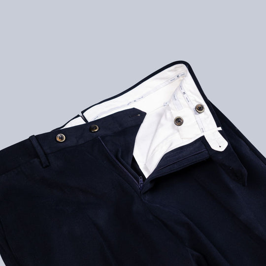 Navy Washed Cotton Twill Trousers