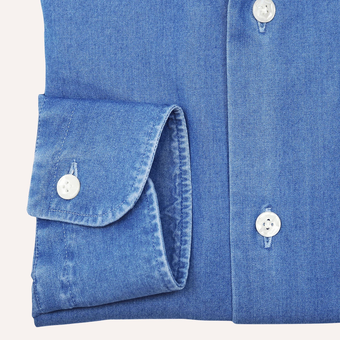 Blue Denim Cutaway Shirt - Slim Fit