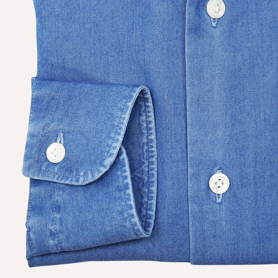 Blue Denim Cutaway Shirt - Slim Fit
