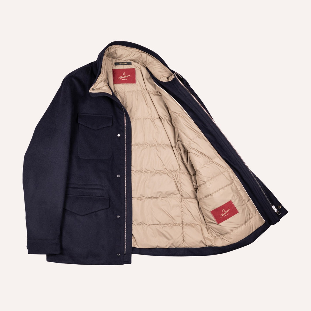 Navy Wool Padded Field Jacket