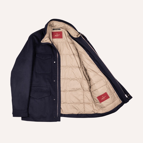 Navy Wool Padded Field Jacket