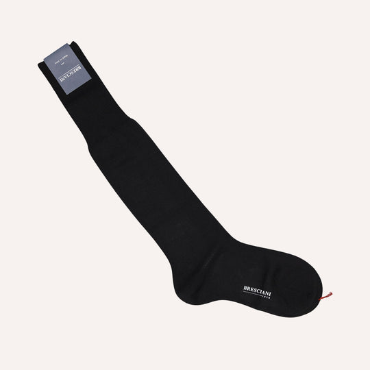 Black Wool Blend Over The Calf Socks