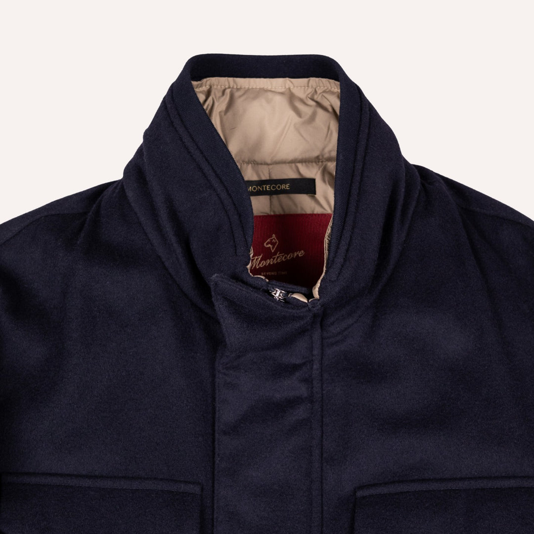 Navy Wool Padded Field Jacket