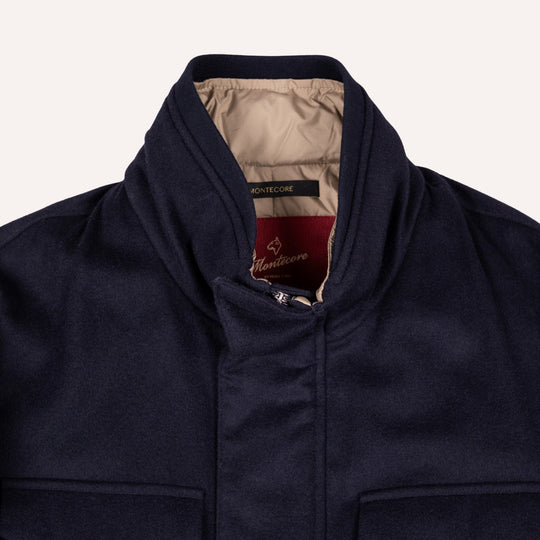 Navy Wool Padded Field Jacket