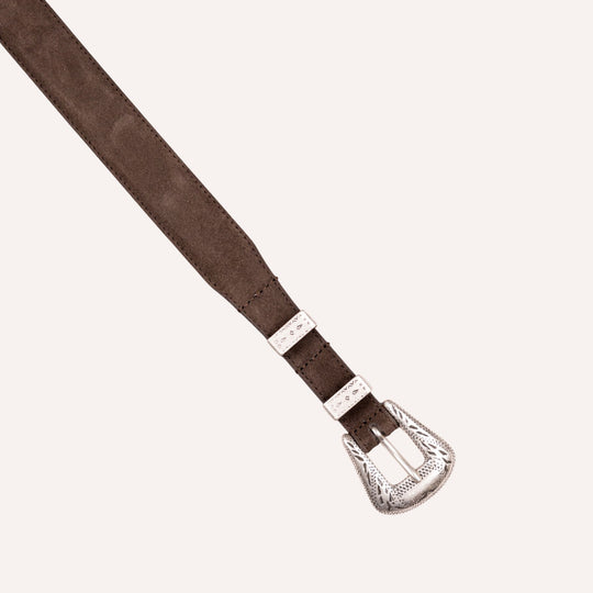Dark Brown Suede Western 30mm Belt