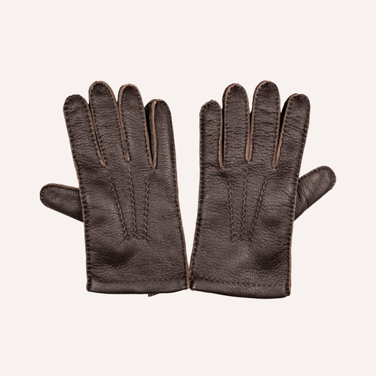 Dark Brown Deer Skin Cashmere Lined Gloves