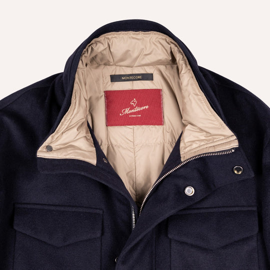 Navy Wool Padded Field Jacket