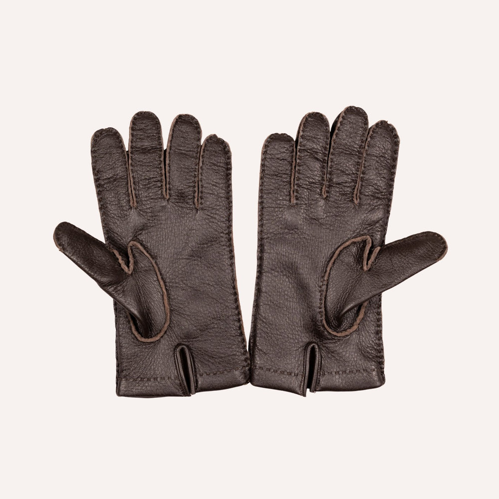 Dark Brown Deer Skin Cashmere Lined Gloves