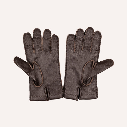 Dark Brown Deer Skin Cashmere Lined Gloves
