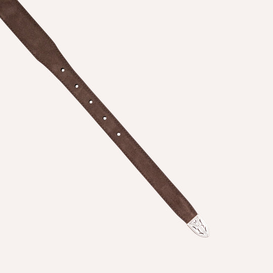 Dark Brown Suede Western 30mm Belt
