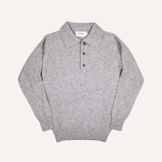 Silver Grey Lambswool 3 Button Sweater