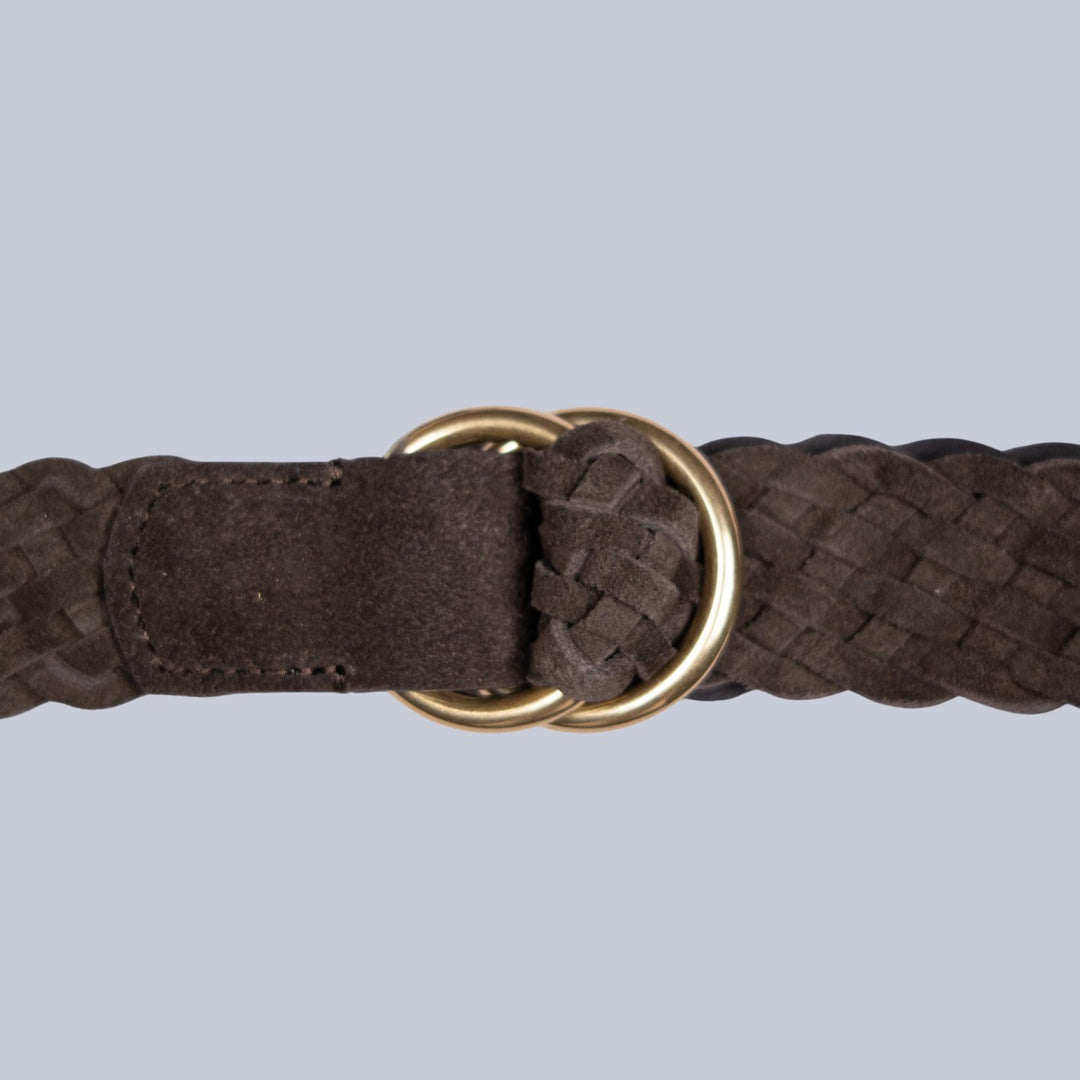 Brown Woven Suede Ring Buckle Belt