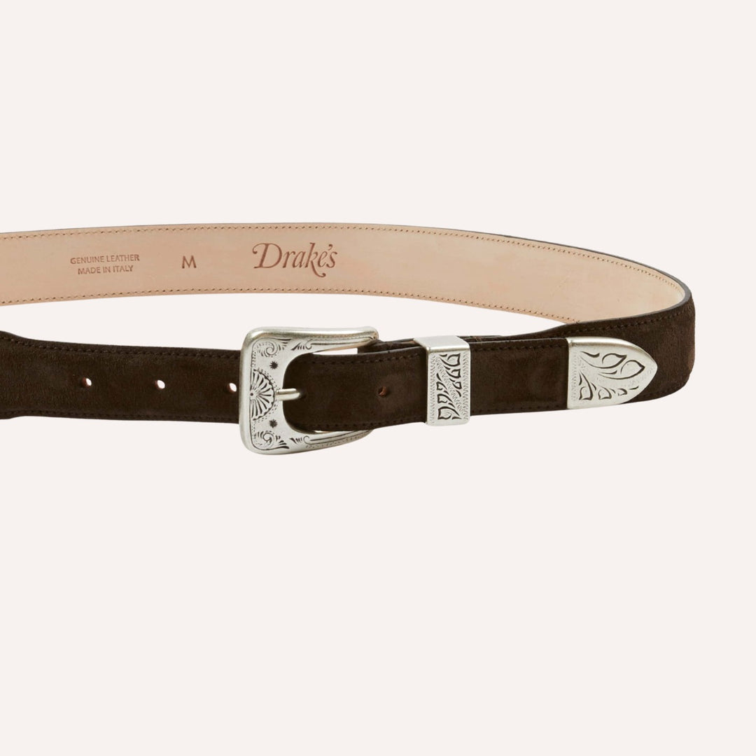 Dark Brown Suede Western Belt