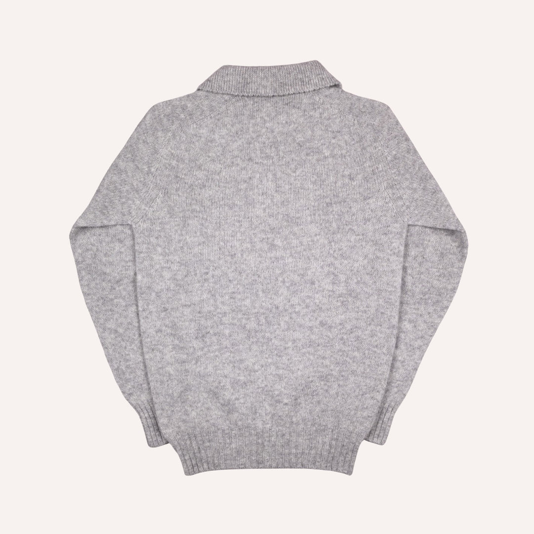 Silver Grey Lambswool 3 Button Sweater