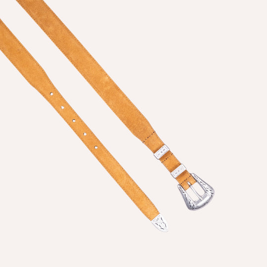 Caramel Brown Suede Western 30mm Belt