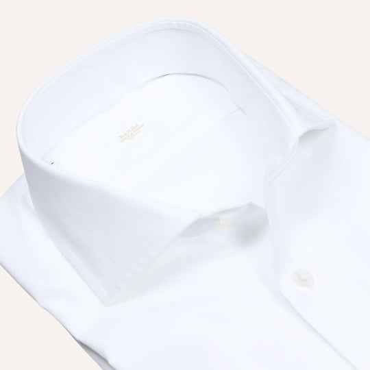 White Poplin Regular Fit Cutaway Shirt