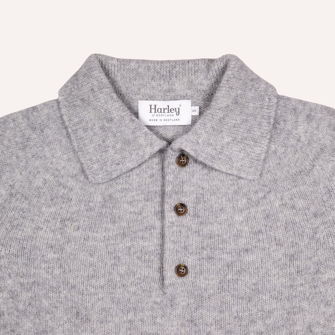 Silver Grey Lambswool 3 Button Sweater