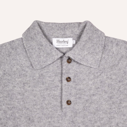 Silver Grey Lambswool 3 Button Sweater