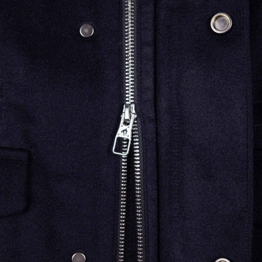 Navy Wool Padded Field Jacket