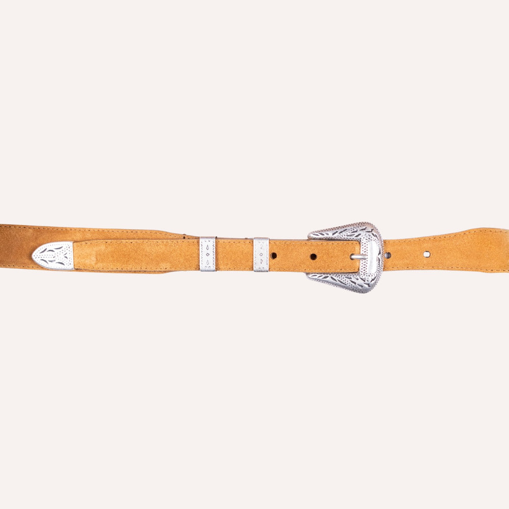 Caramel Brown Suede Western 30mm Belt