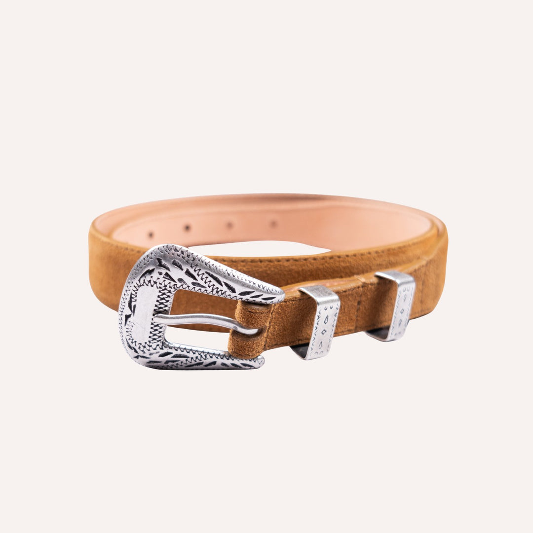 Caramel Brown Suede Western 30mm Belt