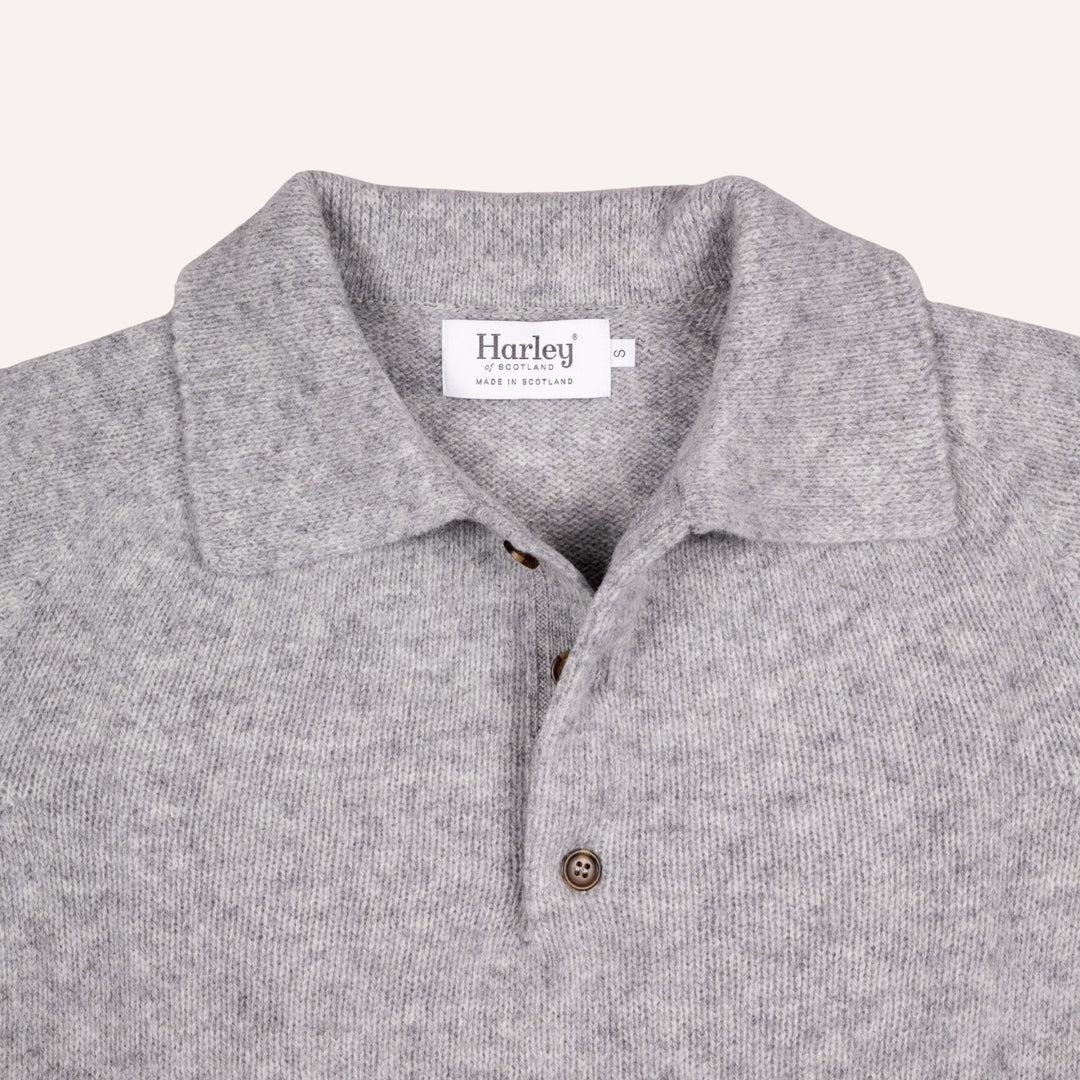Silver Grey Lambswool 3 Button Sweater