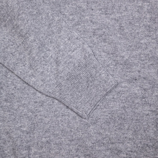 Grey Melange Cashmere Crewneck Sweater