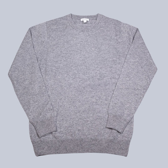 Grey Melange Cashmere Crewneck Sweater