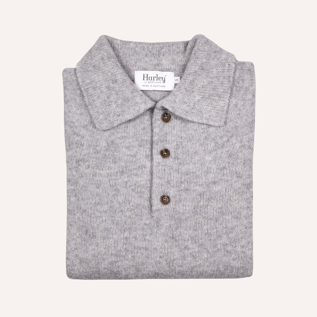 Silver Grey Lambswool 3 Button Sweater