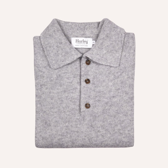 Silver Grey Lambswool 3 Button Sweater
