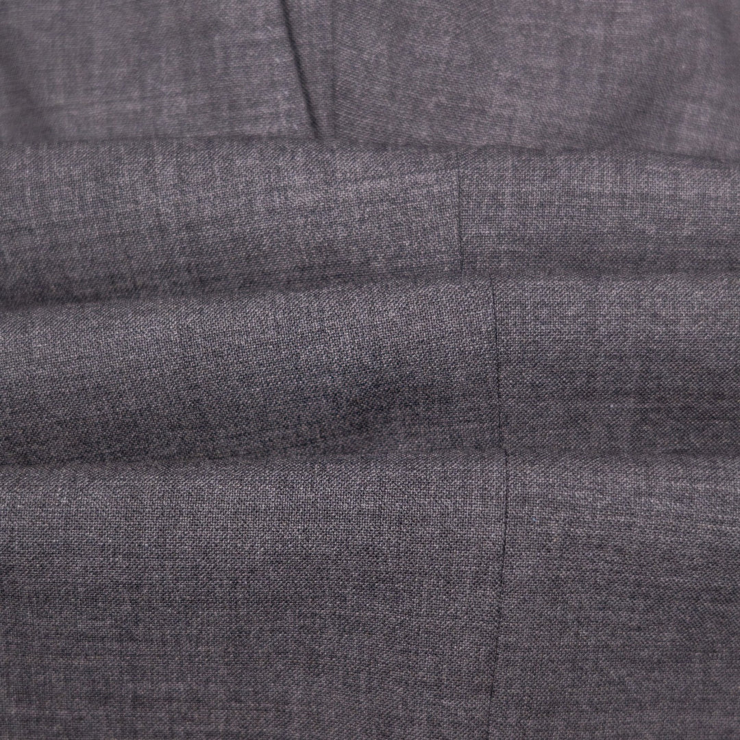 Grey Tropical Wool Pleated Slim Fit Trousers