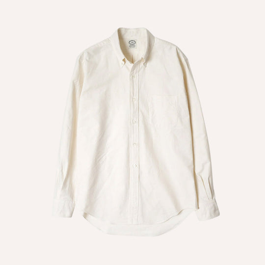 Ecru Washed Oxford Button Down Shirt