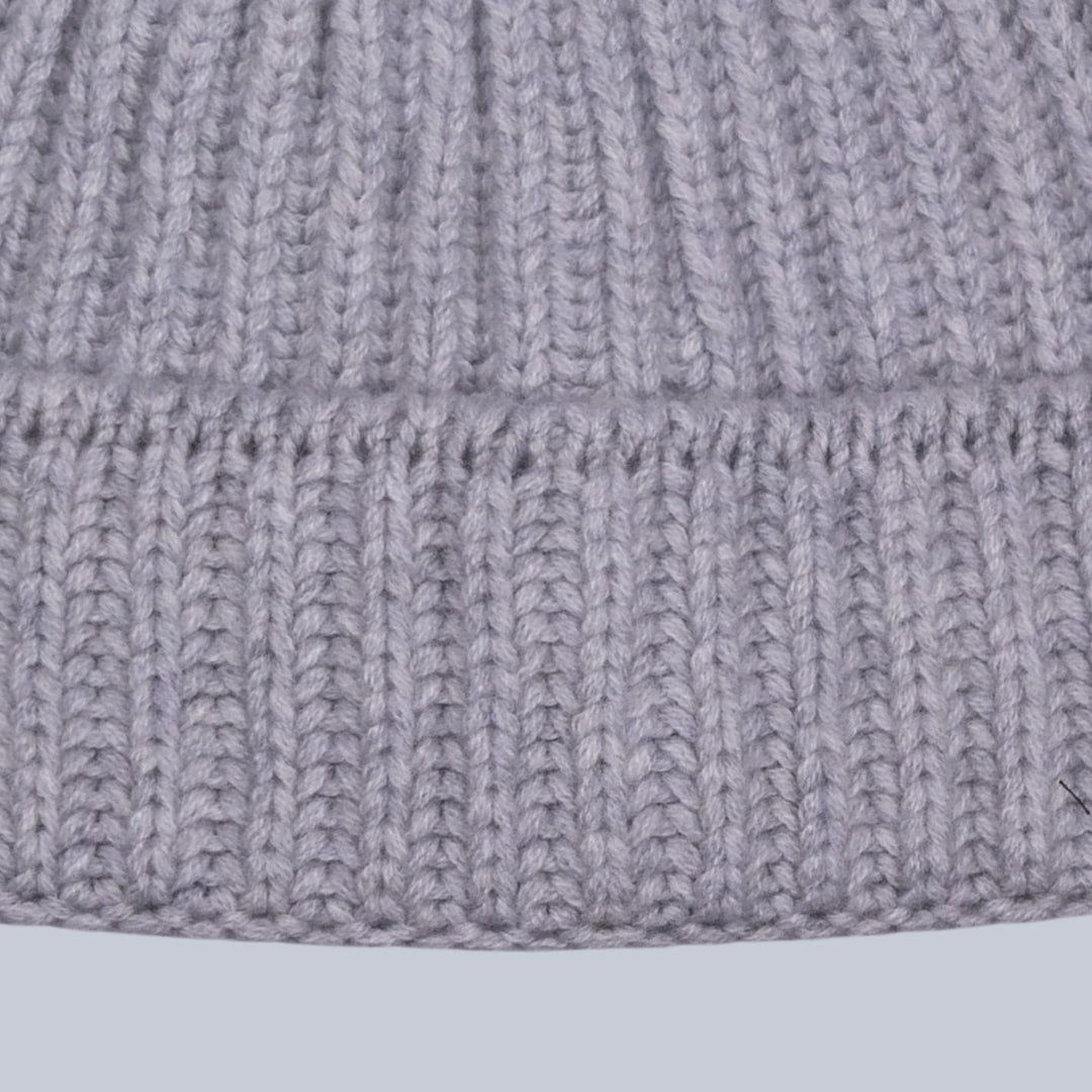 Grey Ribbed Cashmere Beanie