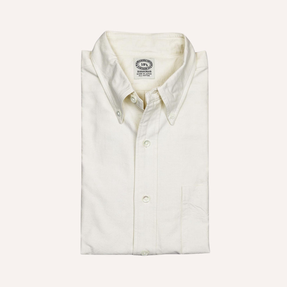 Ecru Washed Oxford Button Down Shirt