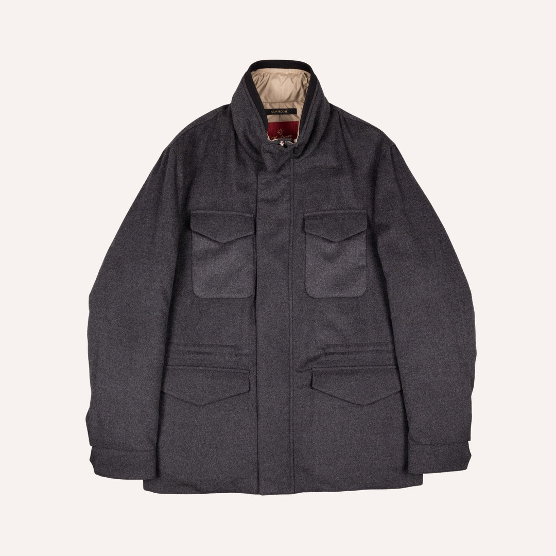 Charcoal Grey Wool Padded Field Jacket