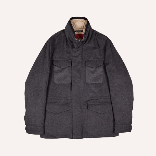 Charcoal Grey Wool Padded Field Jacket