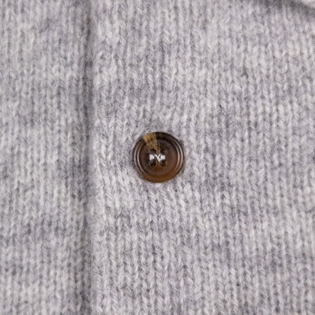 Silver Grey Lambswool 3 Button Sweater