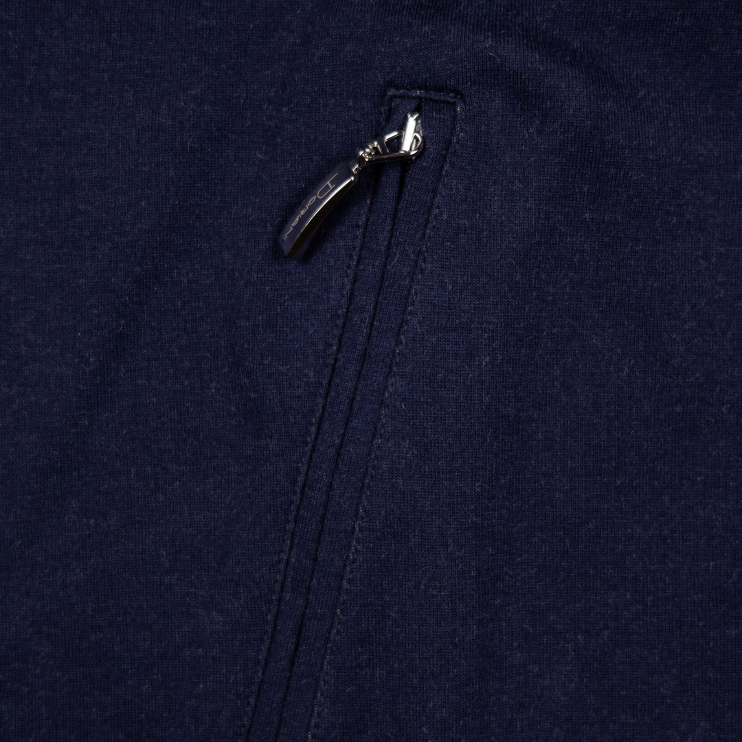 Navy Cotton Jersey Zip Hoodie